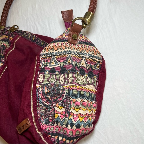 Sakroots Elsa Small Hobo Bag / Purse, Burgundy - Picture 4 of 13